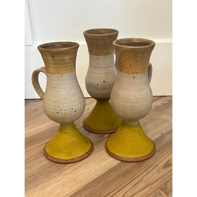 Mid 20th Century Mid 20th Century Mid-Century Modern Style Stoneware Goblets - Set of 3 For Sale - Image 5 of 6