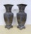 A pair of mid century modern Chinese style vases , made of petwer with applied brass Asian designs