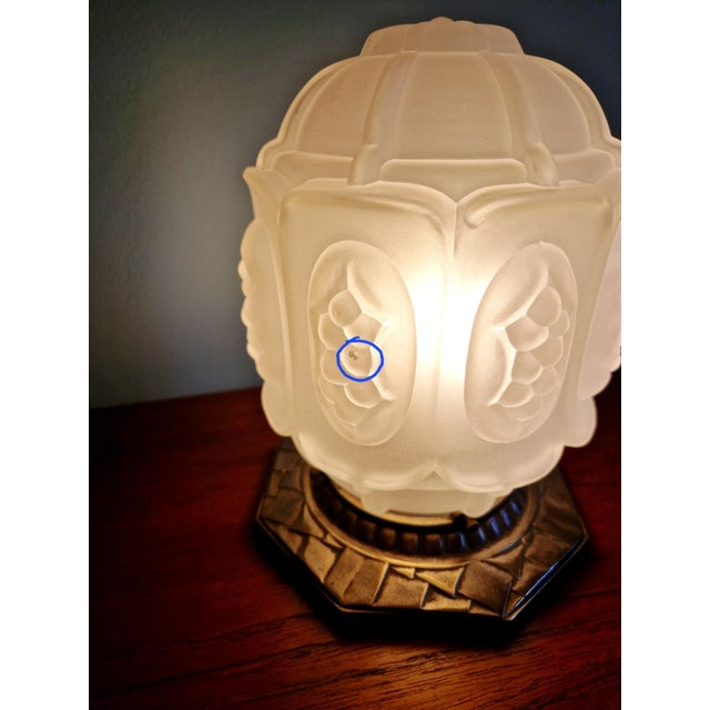 Art Deco Night Light in Nickel-Plated Bronze and Frosted Glass, 1920s For Sale - Image 14 of 18