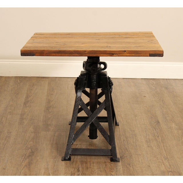 Brown Industrial Style Pair of Adjustable Height Tables For Sale - Image 8 of 12