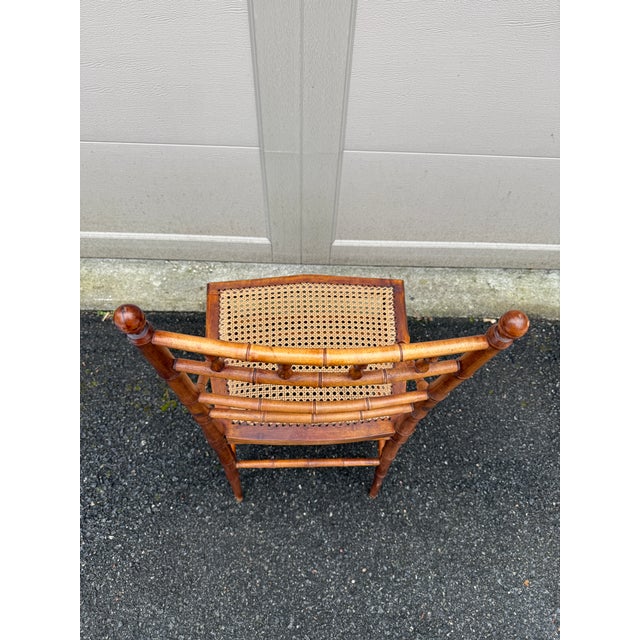 Antique Faux Bamboo R J Horner Style Caned Accent Chair For Sale - Image 13 of 18