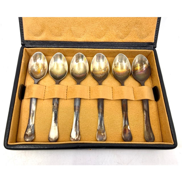 Early 20th Century Boxed Bulgari Rosenthal Eccentrica Eccentria Sterling Silver Spoons - Set of 6 For Sale In Palm Springs - Image 6 of 13