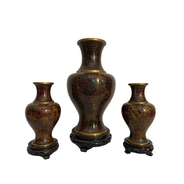 Japanese Cloisonné Vases, Set of 3 For Sale - Image 9 of 9