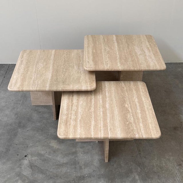 Italian Travertine Nesting Tables, 1970s, Set of 3 For Sale - Image 11 of 16