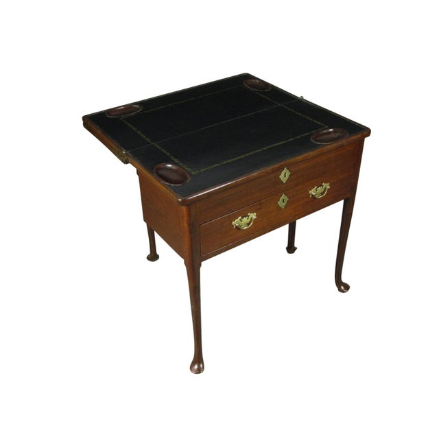 Brown 18th-C. Queen Ann Triple-Top Mahogany Game Table For Sale - Image 8 of 10