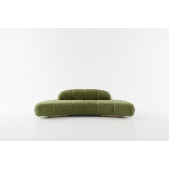 Le Croissant Modern Curved Sofa in Green For Sale - Image 10 of 11