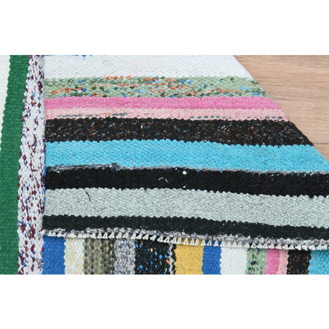 Striped Colorful Kilim Turkish Vintage Runner Rug For Sale - Image 10 of 11