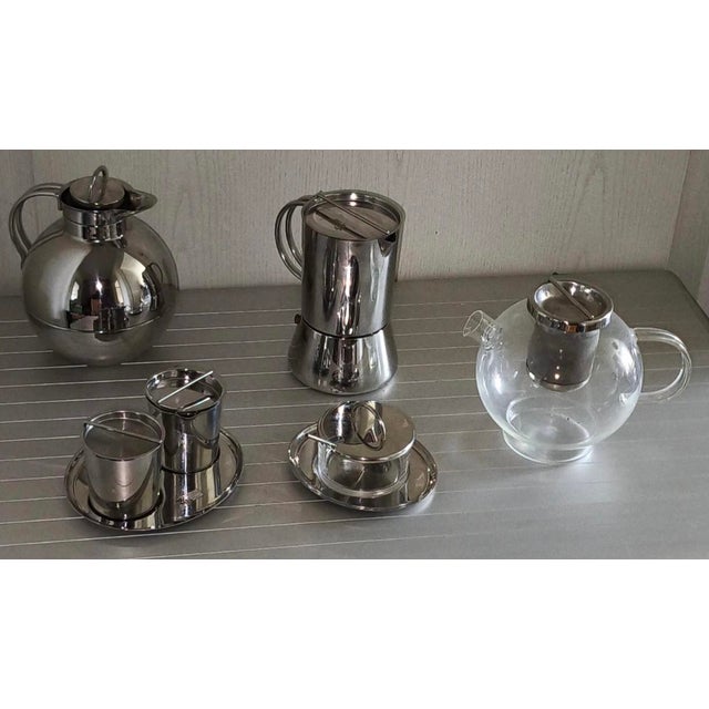 Metal Cromargan Concept Series Tea Coffee Sugar Jam Thermos Espresso Maker by Ole Palsby for WMF, 1990s, Set of 5 For Sale - Image 7 of 7