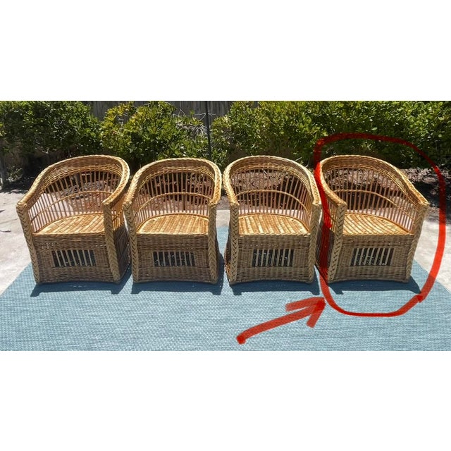 McGuire Vintage Wicker Barrel Back Armchairs, a Set of 4 For Sale - Image 16 of 16