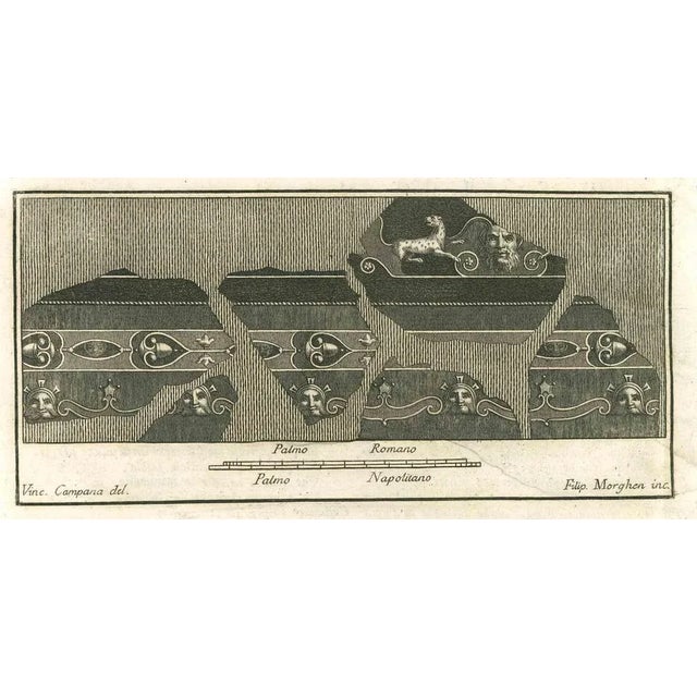 Decorative Wall Fresco from "Antiquities of Herculaneum" is an etching on paper realized by Filippo Morghen in the 18th...