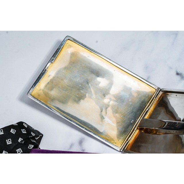 Exquisite Thomae Co. Sterling Silver Springer Spaniel Dog Hand Painted Enamel Antique Art Deco Cigarette Card Case For Sale - Image 10 of 14