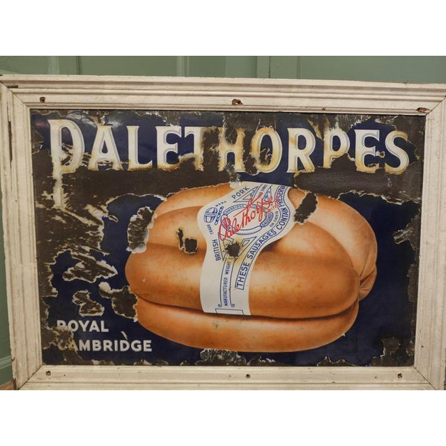 Large Enamel Pictorial Sausage Sign from Palethorps Royal Cambridge, 1910 For Sale - Image 3 of 9