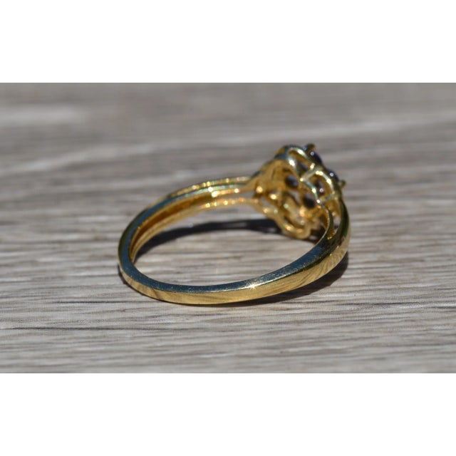 The Tecoma: Ladies 14K Gold Ring set with 0.35CTW Tanzanite and Diamonds For Sale - Image 4 of 9