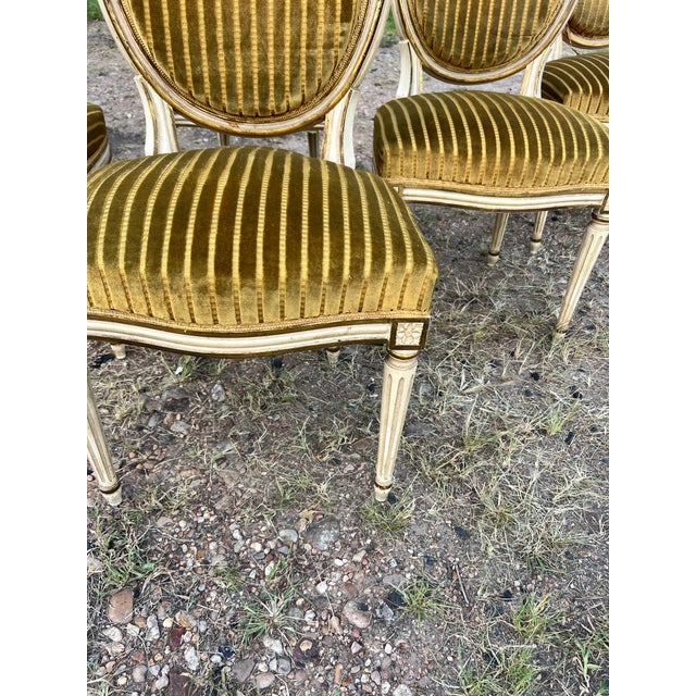 French 19th Century Louis XVI Painted Walnut Dining Chairs - Set of 6 For Sale - Image 4 of 12