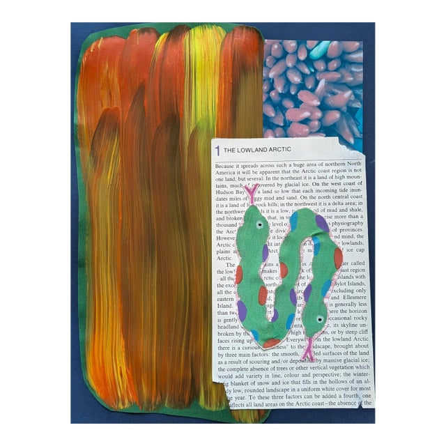 Contemporary Abstract Arctic Snake Mixed Media Collage For Sale