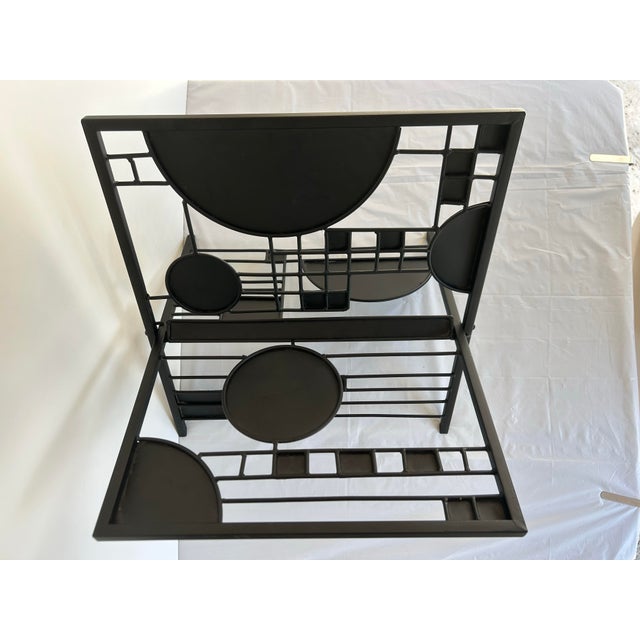 Vintage Frank Lloyd Wright "Licensed" Black Metal Graphic Magazine Rack For Sale - Image 10 of 12