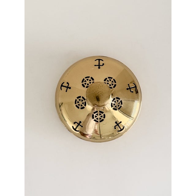 1950s Swedish Brass Ship's Decanter With Nautical Cutouts For Sale - Image 4 of 5