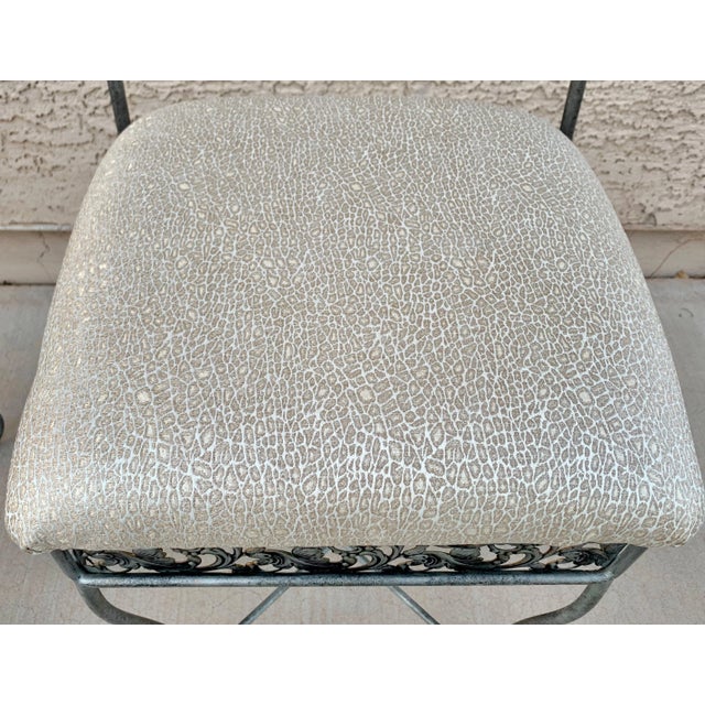 Silver Vintage Upholstered Bistro Chairs For Sale - Image 8 of 11