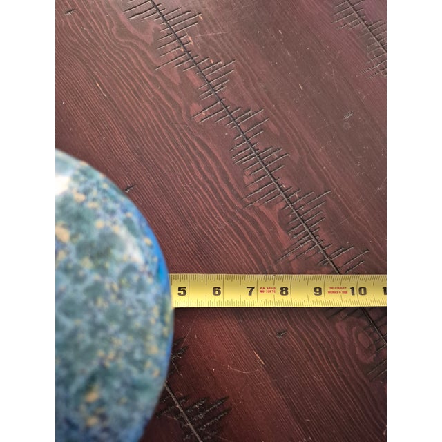 Late 20th Century Vintage Mid-Century Modern Mottled Blue & Turquoise Studio Pottery Amphora Vase - Signed For Sale - Image 5 of 5