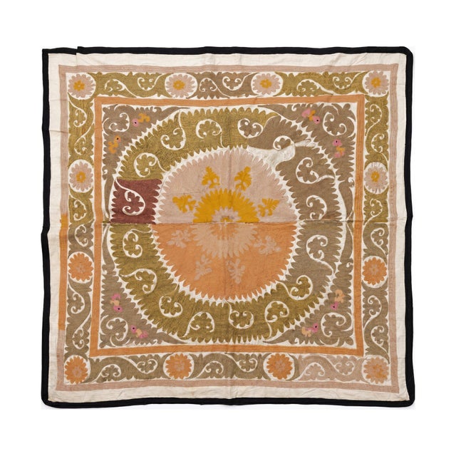 Decorative Vintage Suzani from Asian, circa early 1960s. Dimension; 59'' x 60'' inches / 150 x 153 cm / 4'11'' x 5'...