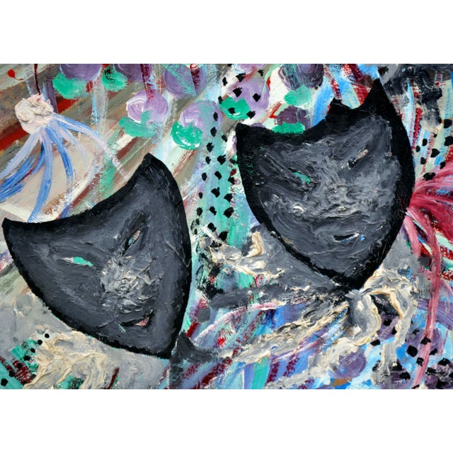 Abstract Three Masks, Mid Century Abstract by Novak For Sale - Image 3 of 6