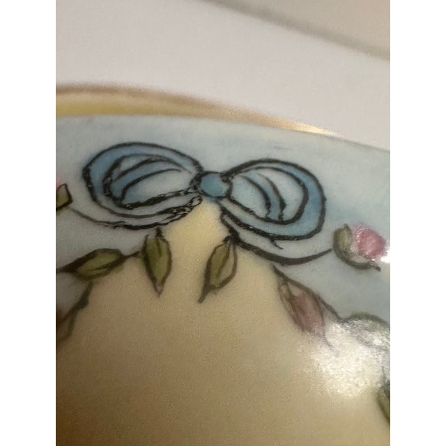 1900 - 1909 Antique T & v Limoges France Canoe-Shape Handle Bowl 10"x 5" Floral Hand Painted For Sale - Image 5 of 12