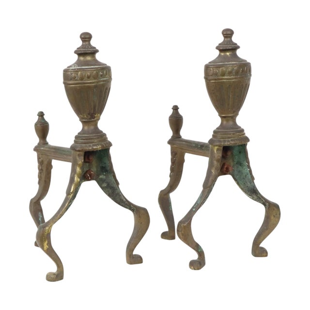 Antique British Victorian Brass Fire Dogs, 1880, Set of 2 For Sale - Image 16 of 18
