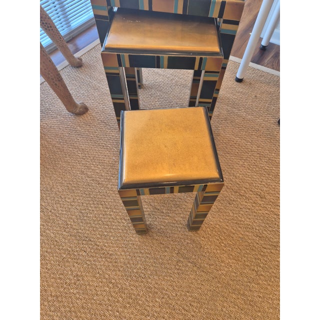 3 Piece Wooden Nesting Table For Sale In Greensboro - Image 6 of 7