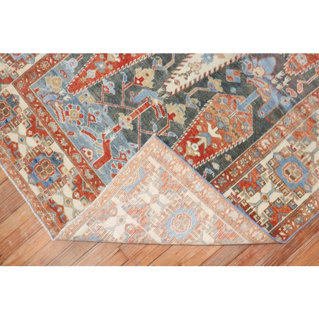 Early 20th Century Antique Zabihi Collection Dramatic Accent Size Persian Bakhtiari Rug - 4'7" x 6'5" For Sale - Image 5 of 6