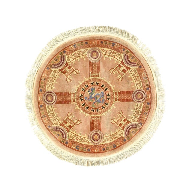 1960s Pasargad Vintage Chinese Peking Round Rug For Sale