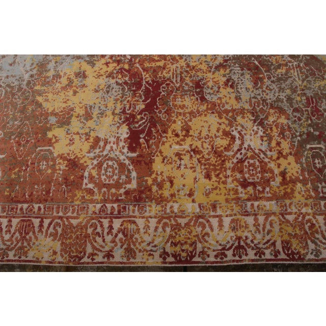 2010s Hand-Knotted Abstract Rug in Maroon, Blue, Yellow Floral Pattern by Rug & Kilim For Sale - Image 5 of 7