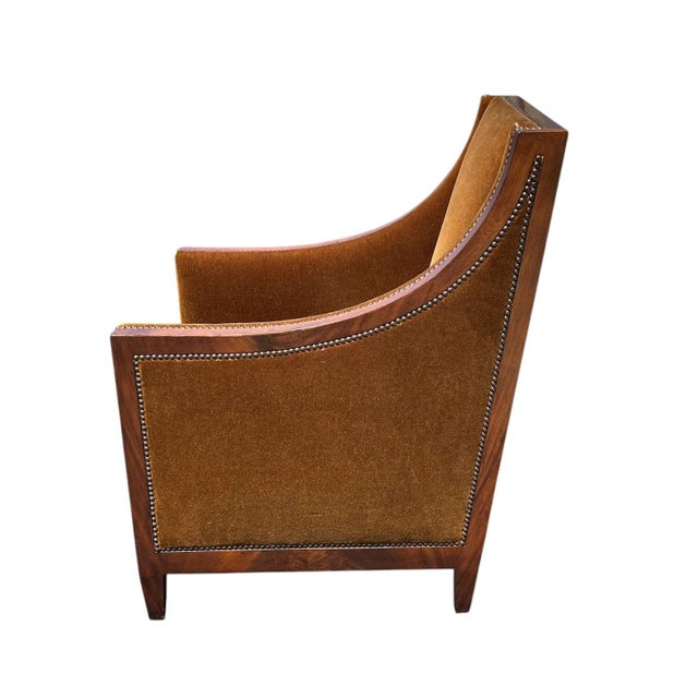 Dessin Fournir Dessin Fournir Eyton Bergere. Mohair, Mahogany Club Chair For Sale - Image 4 of 17