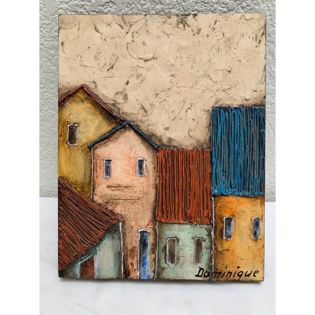 Vintage Rustic Textured Painting on Wood For Sale - Image 9 of 10
