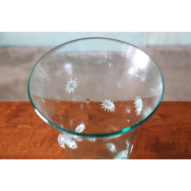 1960s 14" Large Italian Empoli (Attr.) Center Vase Clear Starburst For Sale - Image 4 of 7