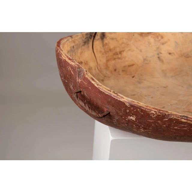 Large Antique Swedish Wooden Bowl For Sale - Image 9 of 11