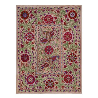 Silk Suzani Animal Tapestry With Tree of Life Pattern - Bedspread For Sale