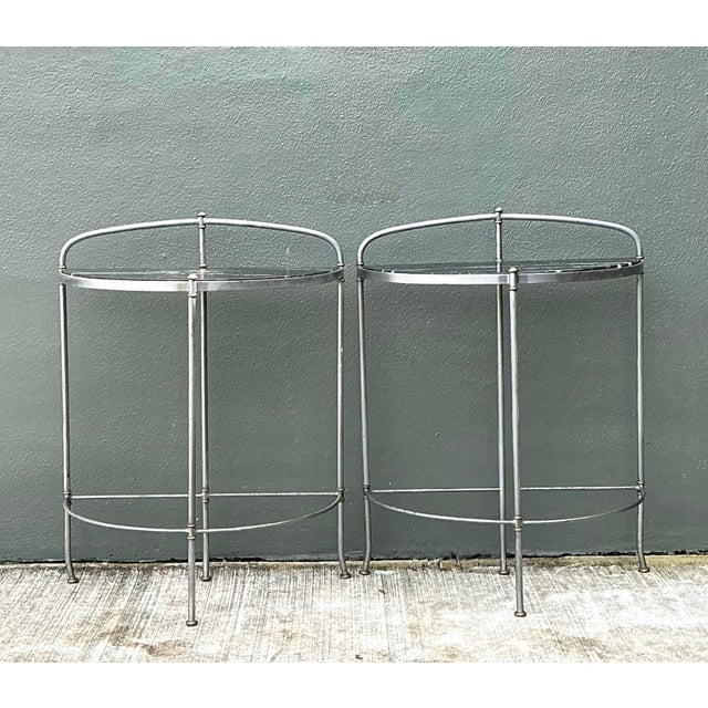 Vintage Demi-Lune Marble Top Tables - Set of 2 For Sale - Image 12 of 12