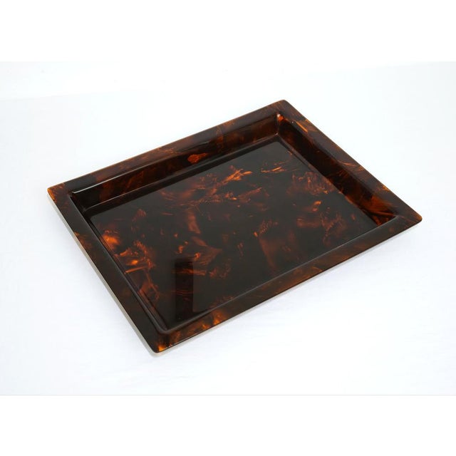 1970s Mid-Century Modern Tortoiseshell Acrylic Glass Serving Tray from Christian Dior, Italy, 1970s For Sale - Image 5 of 17