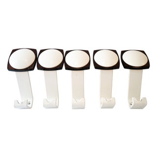 Iron and Acrylic Glass Wall Hooks, Vienna, 1950s, Set of 5 For Sale