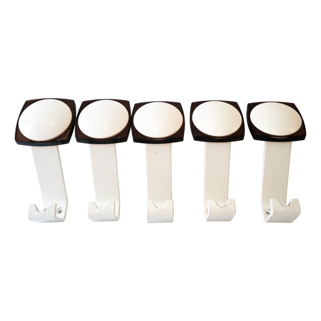 Iron and Acrylic Glass Wall Hooks, Vienna, 1950s, Set of 5 For Sale