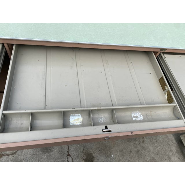 Metal Vintage General Fireproofing Company Metal Tanker Desk For Sale - Image 7 of 13