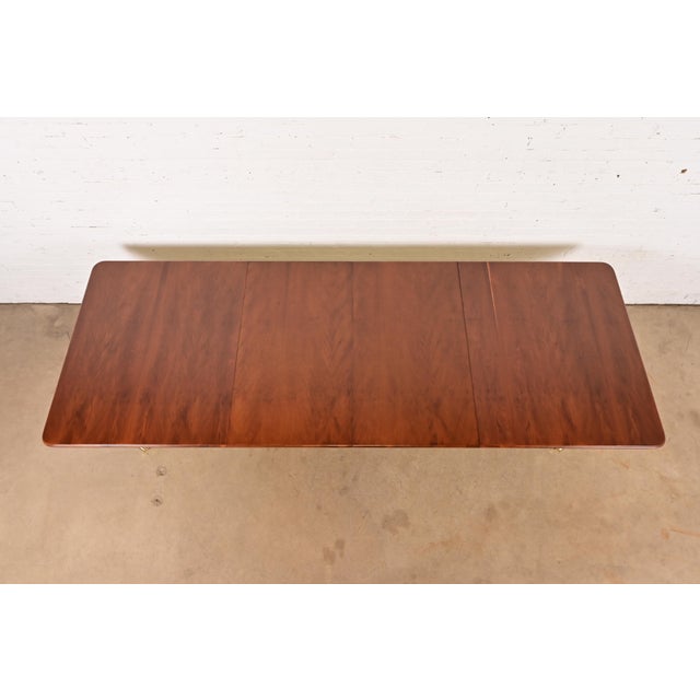 Baker Furniture Style Georgian English Yew Wood and Mahogany Double Pedestal Extension Dining Table, Newly Refinished For Sale In South Bend - Image 6 of 12