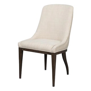 Modern Dark-Stained Oak Upholstered Dining Chair For Sale