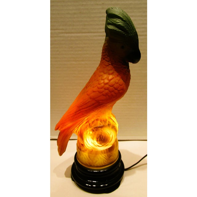 Rare Original Tiffin Art Deco Glass Parrot Lamp Circa 1930s For Sale - Image 10 of 13