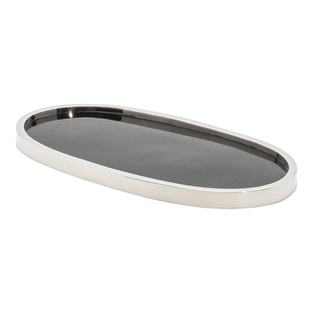 Oval Tray in Pen Shell With Polished Stainless Steel by Kifu Paris For Sale