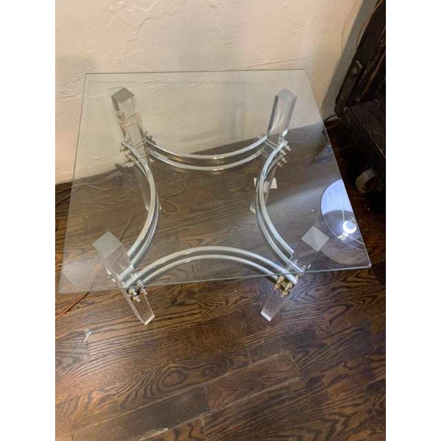 Mid 20th Century Lucite Table Base With Glass Top Chairish