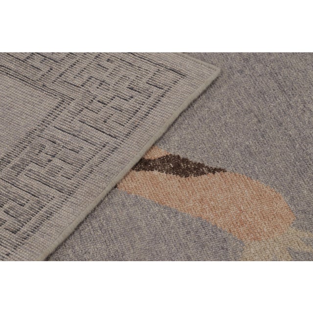 Beige Rug & Kilim’s Distressed Tiger Rug in Gray With Beige and Chocolate Pictorial For Sale - Image 8 of 10