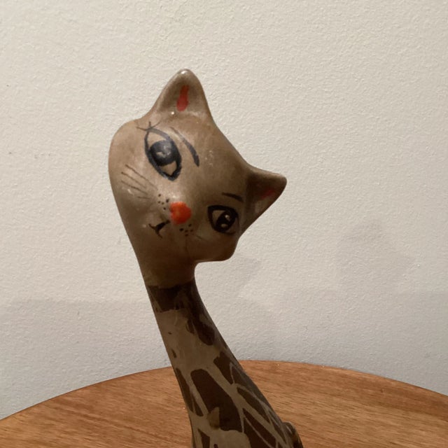 Vintage Pair of Italian Long Neck Ceramic Cat Figurines Chairish