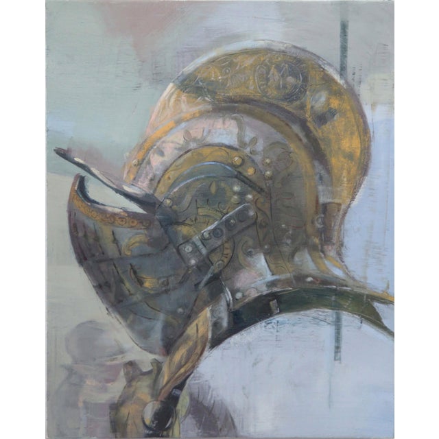 Medieval Rhinoceros by Elena Burykina | Oil on panel Depiction of a rhinoceros in medieval armor. For Sale