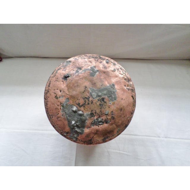Metal Antique Middle Eastern Engraved Copper Pot With Handle and Sprout For Sale - Image 7 of 7